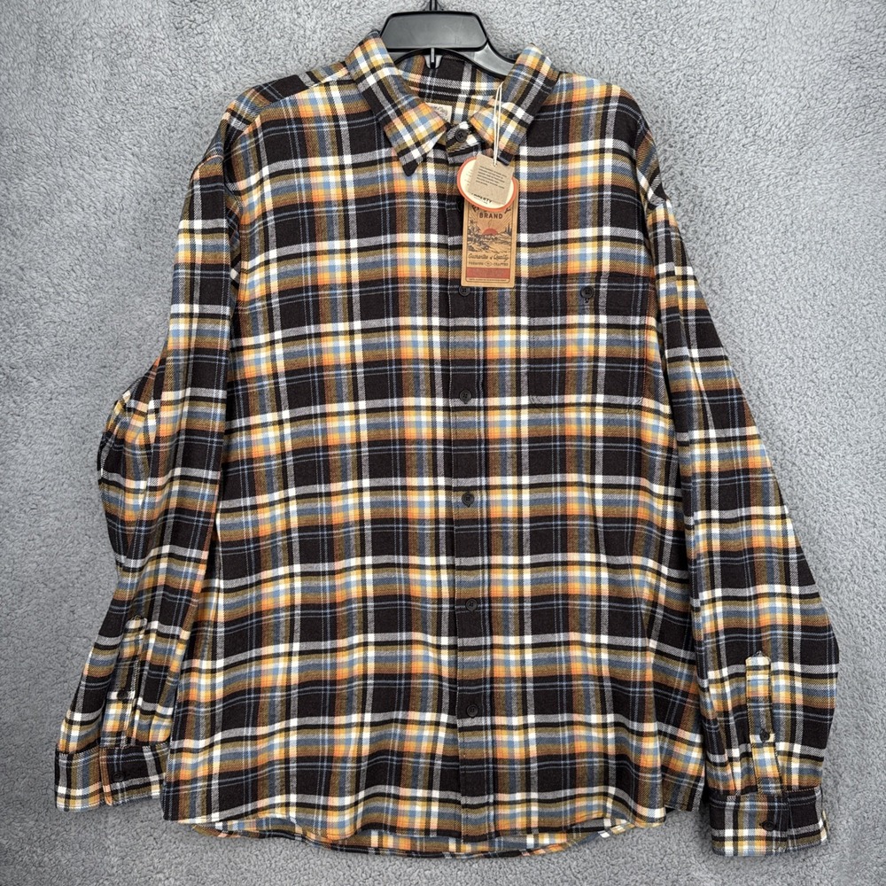 Faherty Super Brushed Flannel Shirt Mens XXL Walnut Wood Plaid MWH2321